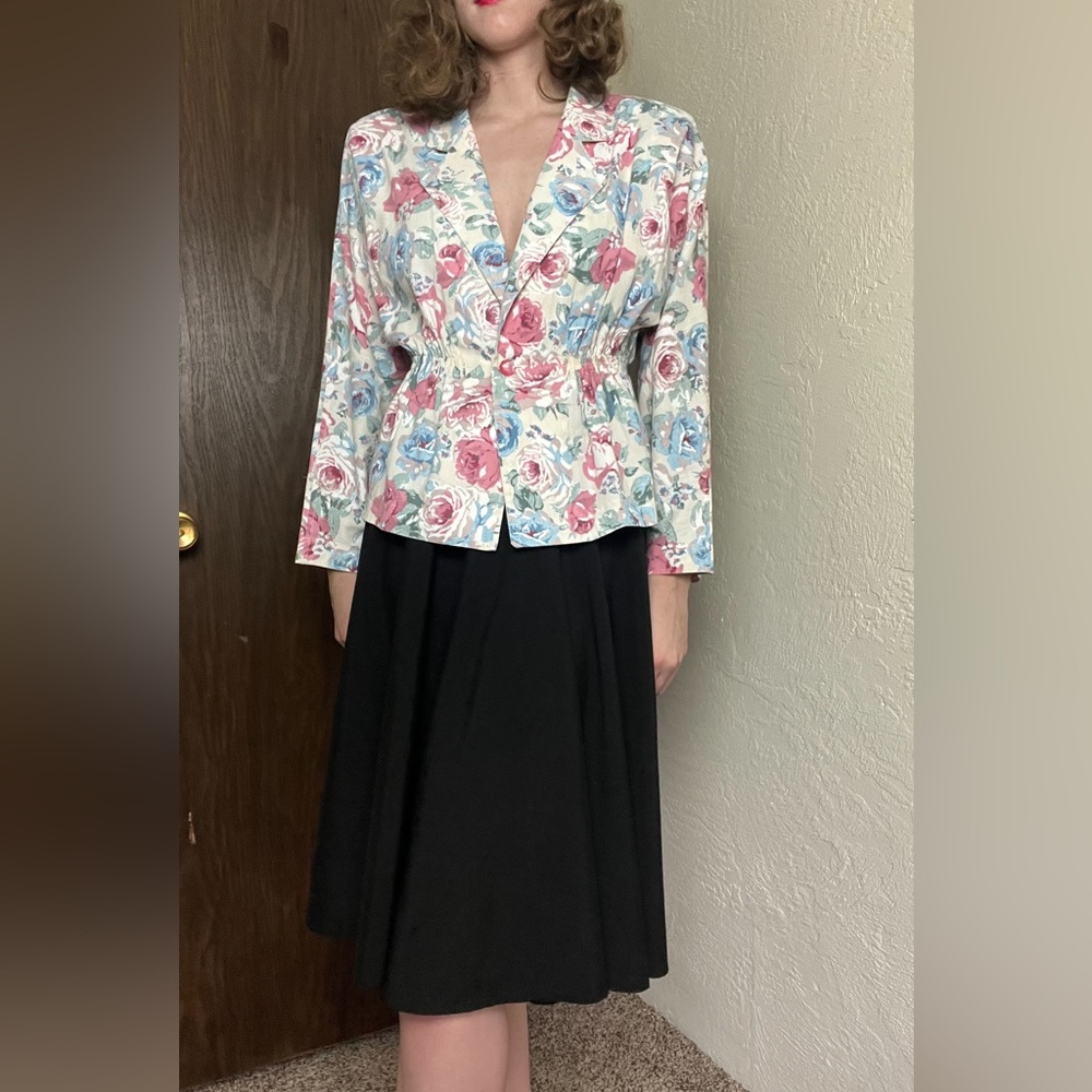 1980s floral blazer